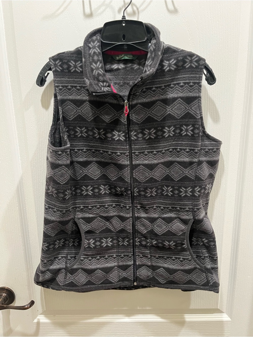 Wranglers Gray Patterned Fleece Vest with Zip